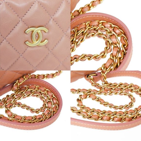 CHANEL CC Matelasse Mini Chain Shoulder Bag Leather Pink GHW Italy - Picture 7 of 16